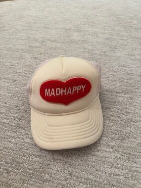 Madhappy Cream Trucker Hat with Red Heart Patch